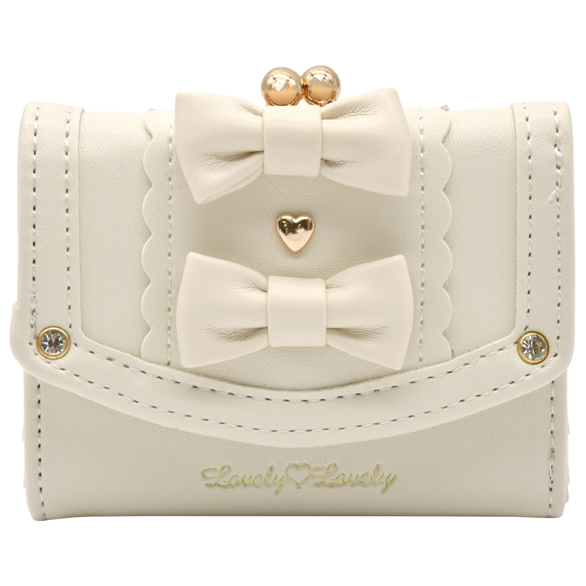 リボン モチーフ りぼん 折りたたみ 三つ折り財布 ピンク がま口