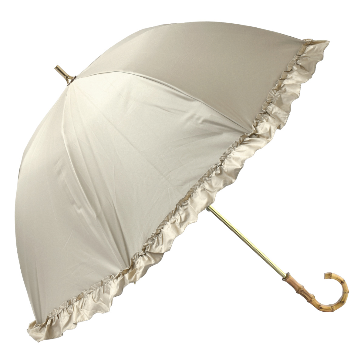 日傘 完全遮光 フリル 晴雨兼用 軽量 撥水 バンブー 遮光率100% 遮熱 涼しい かわいい ゴル...