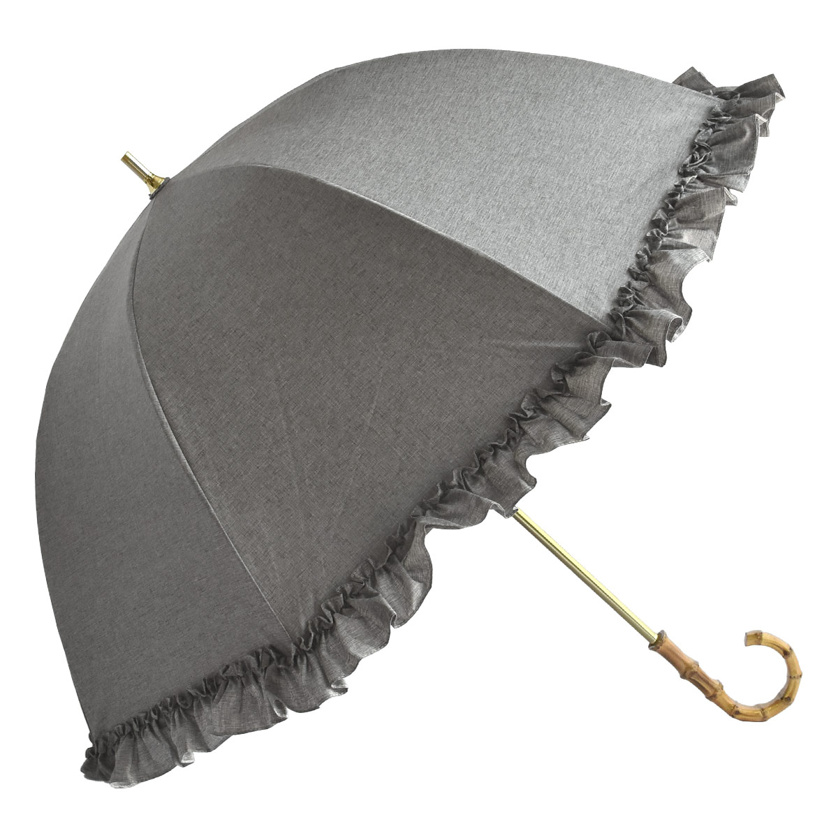 日傘 完全遮光 フリル デニム風 晴雨兼用 軽量 撥水 バンブー 涼しい かわいい ゴルフ おしゃれ...