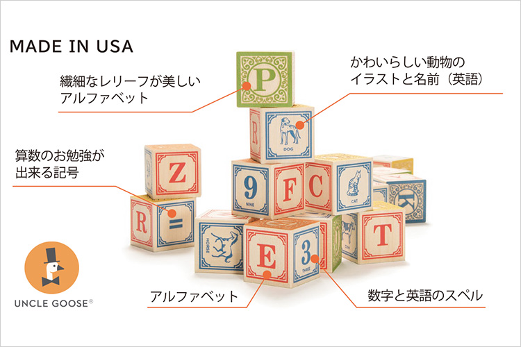 ブロック 積み木 積木 つみき ABC 英語 数字 木製 おもちゃ 木製玩具