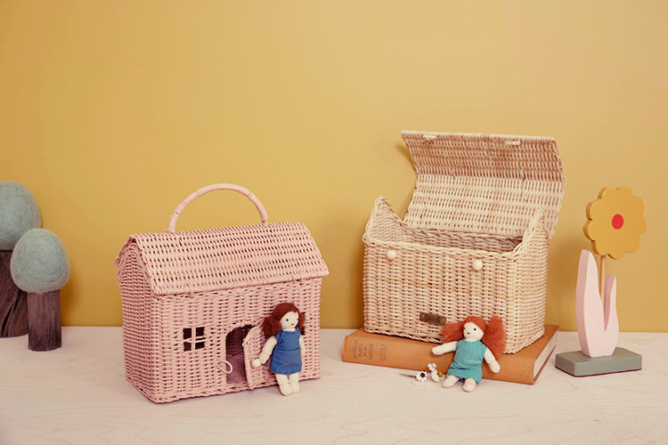 カゴバッグ バスケット 子供 キッズ おしゃれ かわいい ままごと ドールハウス 収納 イギリス Olli Ella オリエラ CASA BAG  ハウス型 かごバッグ