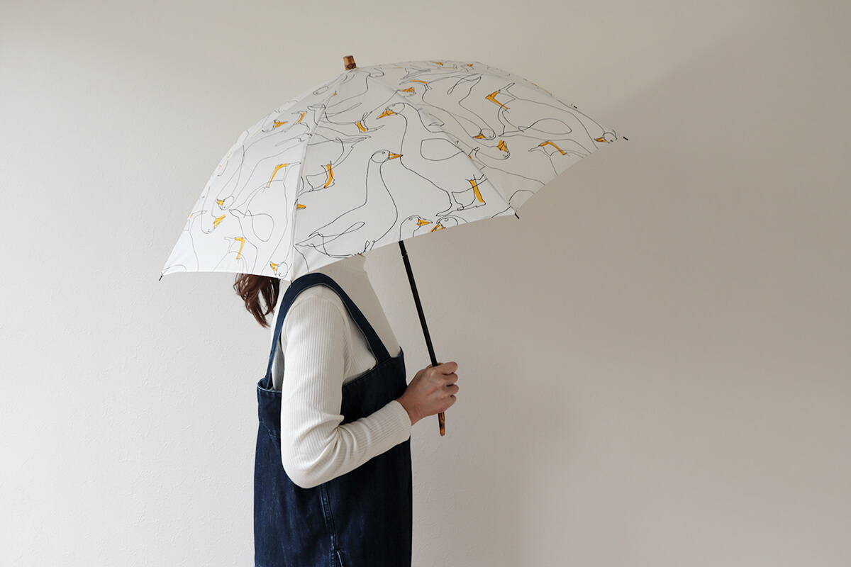 SUR MER 日本製 晴雨兼用 折りたたみ傘 アヒル柄 大 雨傘 日傘