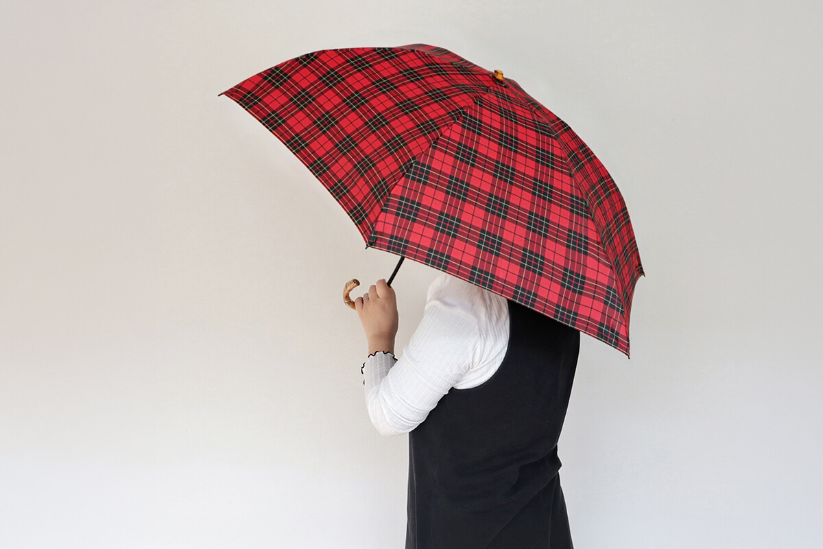 WAKAO ワカオ 日本製 バンブーミニ傘 雨傘 折りたたみ傘 チェック