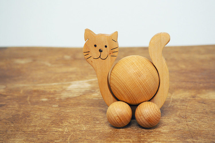 ドイツ製 オブジェ 木製 ネコ キャット 猫 置物 北欧 かわいい