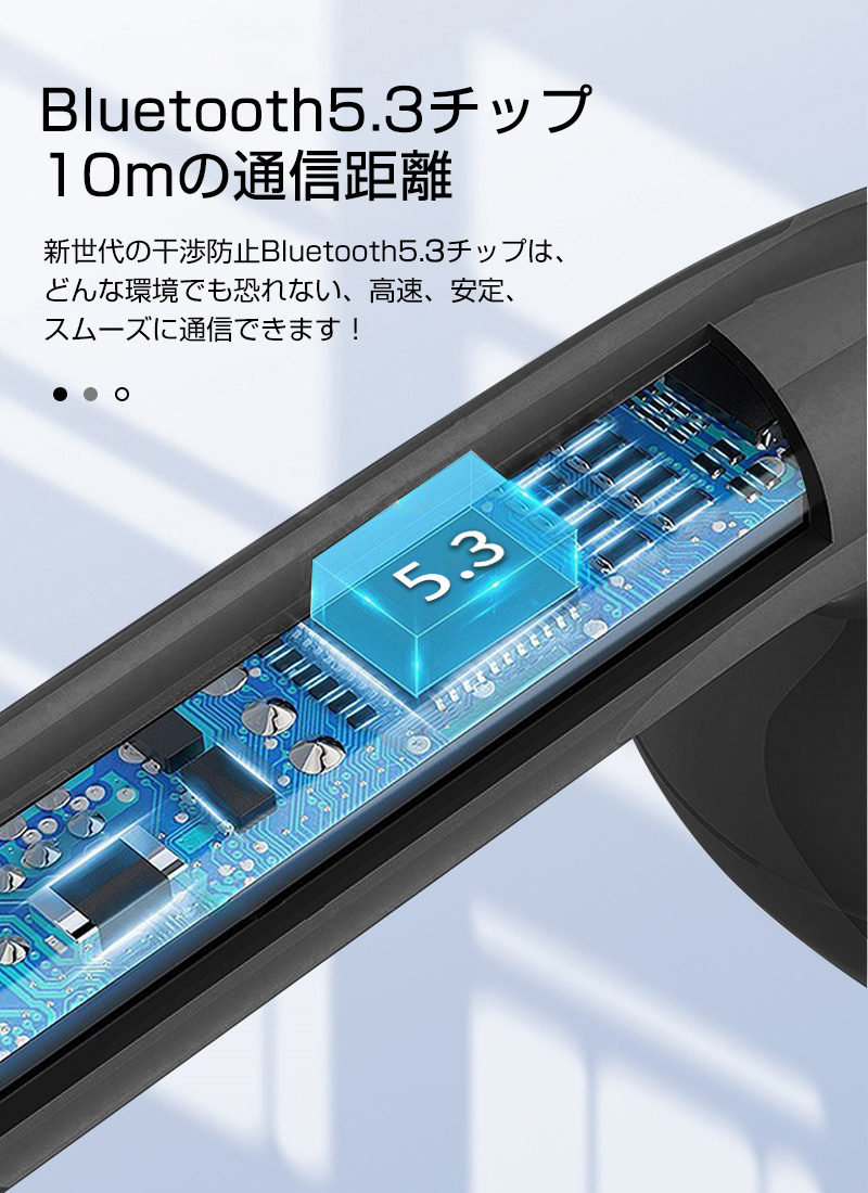 ワイヤレスイヤホン Bluetooth5.3 ワイヤレスヘッドセット ブルートゥースイヤホン インナーイヤー型 TWS 自動ペアリング HiFi 高音質 マイク内蔵 タッチ制御｜slub-shop｜09