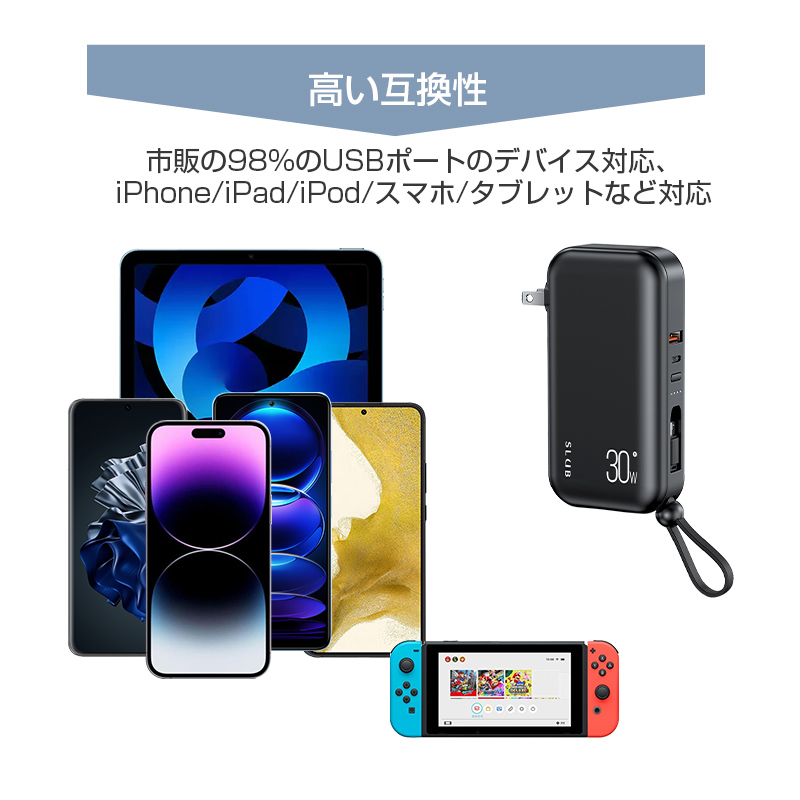 モバイルバッテリー 15000mAh ACアダプター PD充電器 QC3.0 アダプター不要 USB充電器 スマホ/タブレット/イヤホン充電 海外対応 90日保証付き PSE認証済｜slub-shop｜19