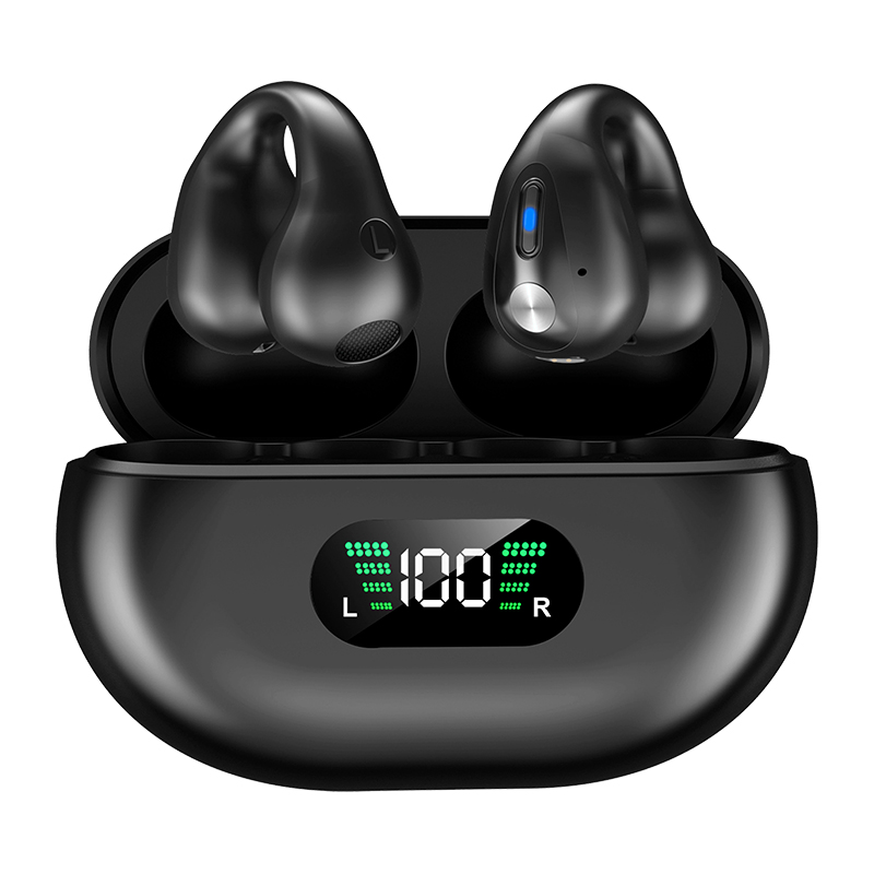骨伝導イヤホン 耳を塞がない 完全ワイヤレス Bluetooth 5.3 イヤーカフ型 挟んで装着 快適 無痛 CVCマイク内蔵 ノイキャン  音漏れ低減 自動ペアリング 低遅延