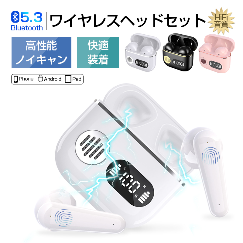 ワイヤレスヘッドセット Bluetooth 5.3 自動ペアリング 防水 両耳 片耳ハンズフリー  iOS/Android兼用 テレワーク WEB会議｜slub-shop