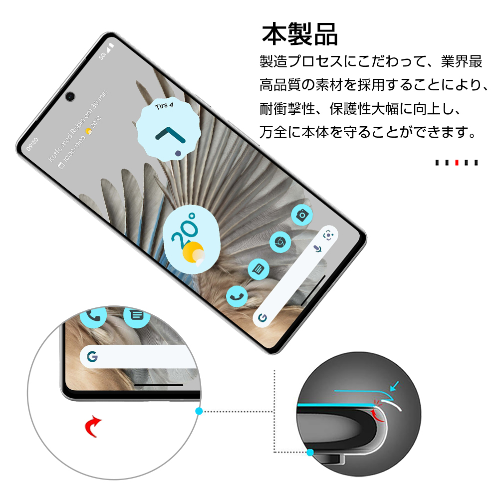 Google Pixel 7 Pro 強化ガラス保護フィルム ピクセル Pro用 3D