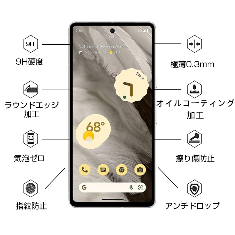 Google Pixel 7 強化ガラス保護フィルム グーグル ピクセル 7 用 液晶画面保護シール ナノテクノロジー採用 3D全面保護  0.3mm極薄 飛散防止 画面保護 気泡なし