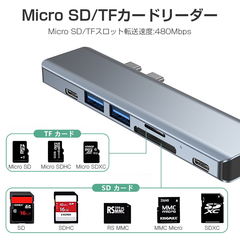 ドッキングステーション 7in1ドッキングハブ 多機能 USB ハブ Type-C ハブ PD急速充電対応 最大87W HDMI出力 USB3.0対応 2USB-Aポート SD/TFカードリーダー｜slub-shop｜06