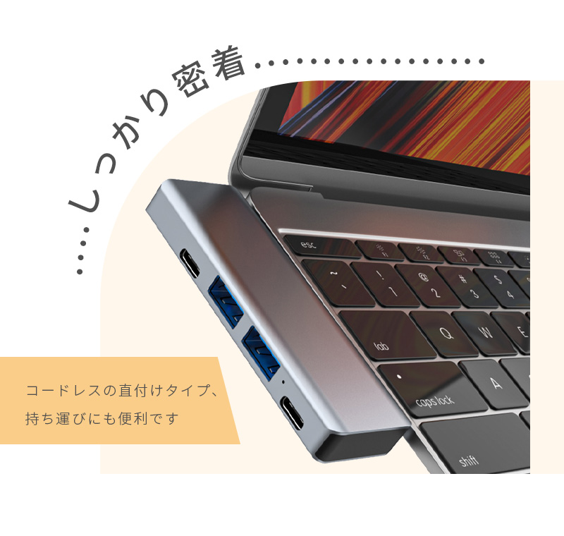 USBハブ ドッキングステーション 5in1 持ち運び便利 MacBook Pro / MacBook Air対応 Thunderbolt ダブルType-Cポート 2つUSBポート ハブ 90日保証付き｜slub-shop｜12