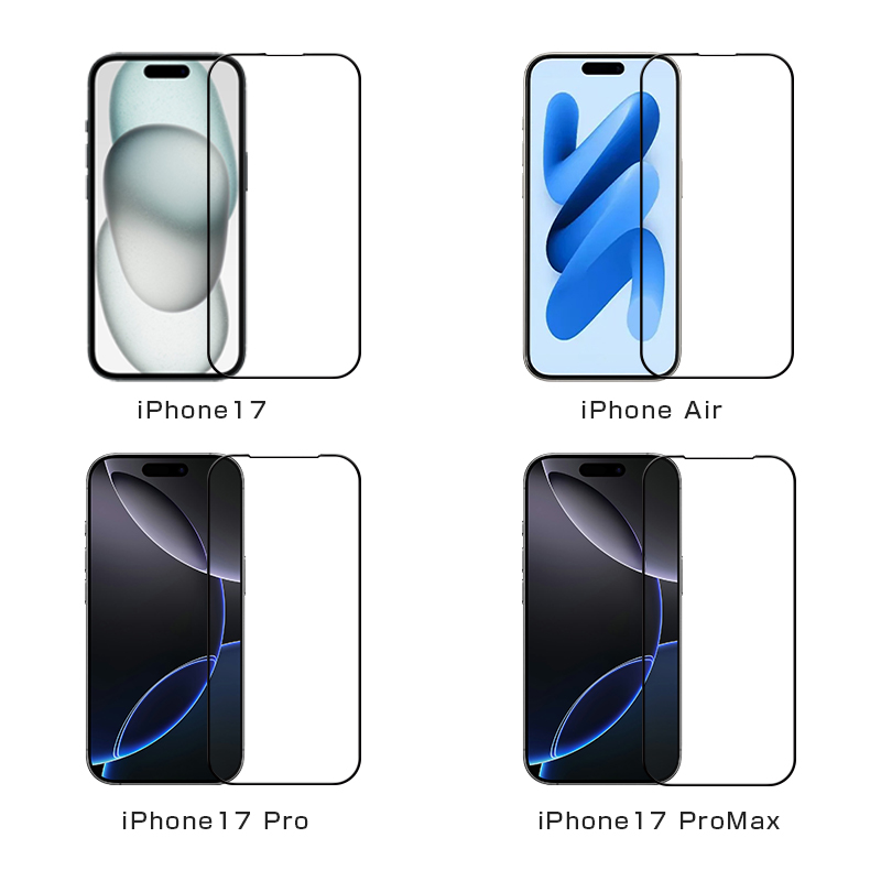 SLUB iPhone 17/17e/16/15シリーズ機種用 強化ガラスフィルム 9D曲面