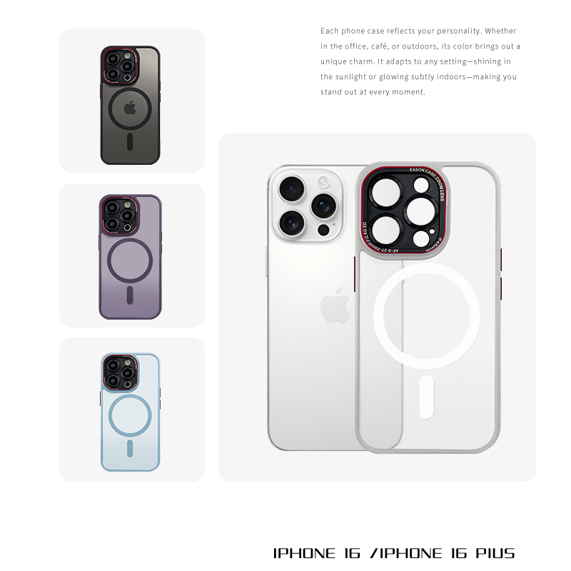 iPhone 16 / Plus Pro Max 保護ケース 半透明PCボード MagSafe充電対応