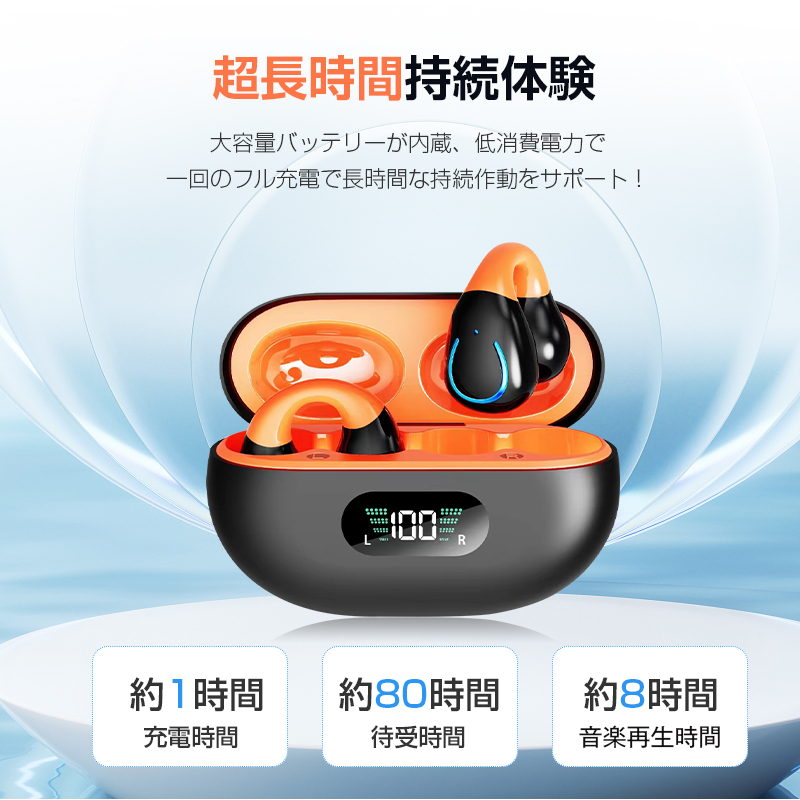 骨伝導イヤホン ワイヤレスイヤホン Bluetooth5.3 イヤーカフ型 挟んで