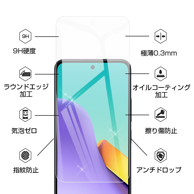 Redmi 12 5G XIG03 強化ガラス保護フィルム 2.5D スマホ液晶保護 ガラスシート クリア仕様  0.3mm 薄型 9H硬度 画面保護フィルム スマホフィルム｜slub-shop｜08