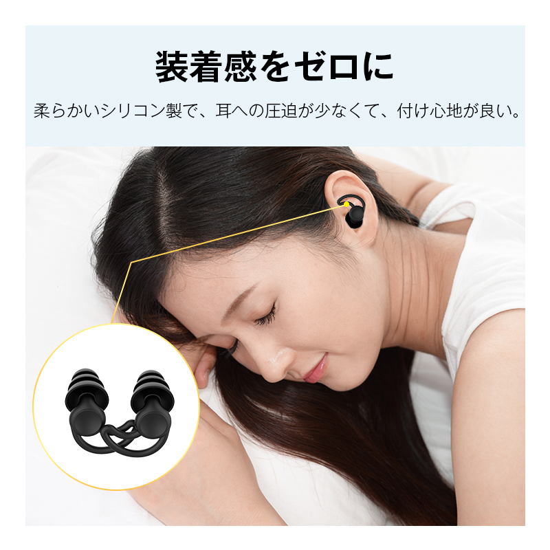 耳栓 睡眠用 遮音 フィット 最大47dB音圧減衰 高性能みみせん 耐久性＆柔軟性バツグン ケース付き S M L（3ペア6個）シリコン 騒音カット 聴覚保護 いびき対策｜slub-shop｜12