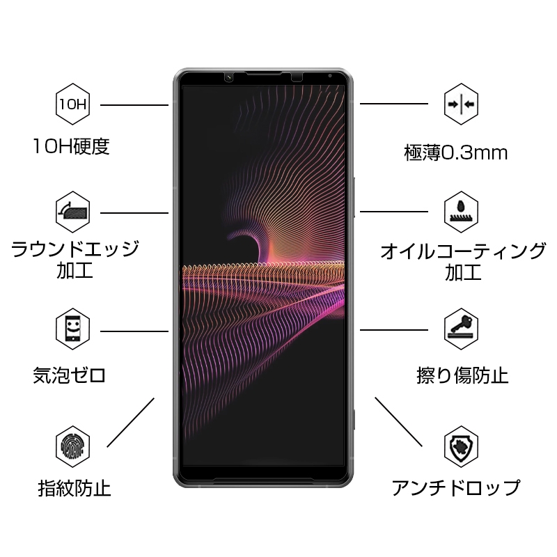Xperia 1 III / PRO-I 強化ガラスフィルム 3D全面保護 クリア仕様 高
