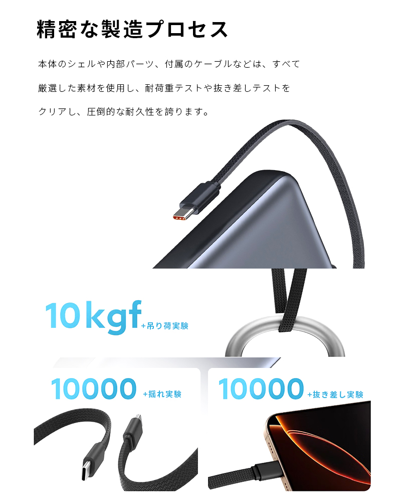 【2026年最新作】モバイルバッテリー 26800mAh/99.16Wh ケーブル内蔵 iPhone17 シェア充電 ノートPC充電 高速 PSE認証済み【PL保険加入済み製品・安心】_11