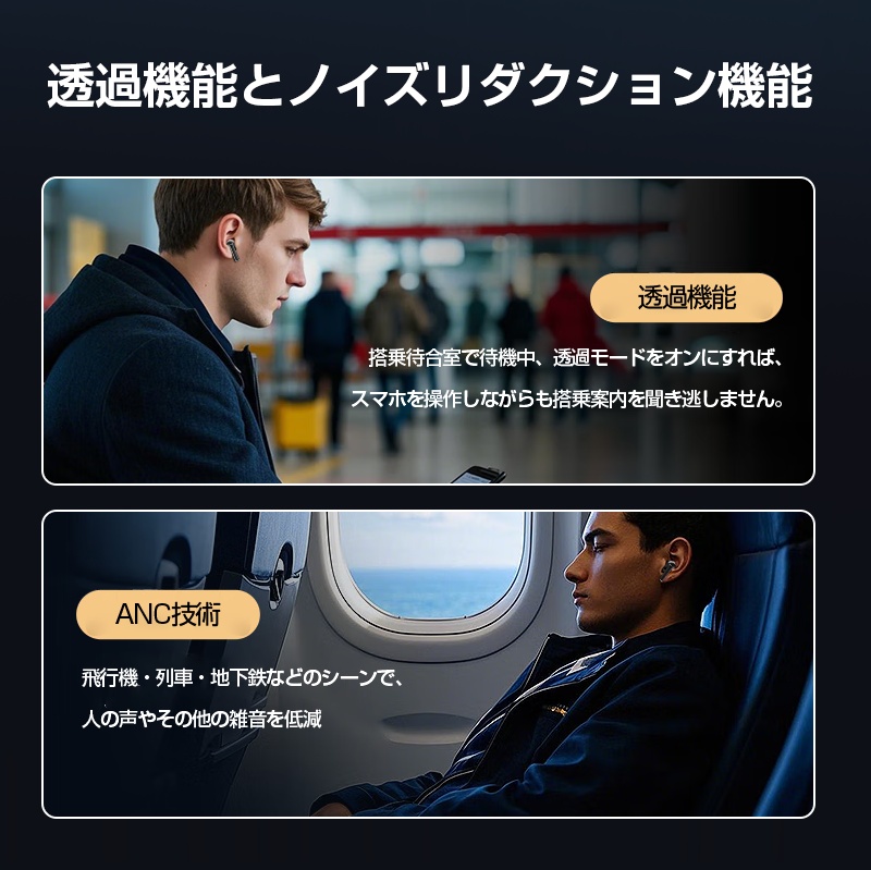 ワイヤレスヘッドセット ハンズフリー通話 ANC+ENCノイズキャンセリング クリア通話 左右分離型 超軽量 タッチ操作 スポーツ向け【PL保険加入済み製品・安心】 | 明誠 | 14