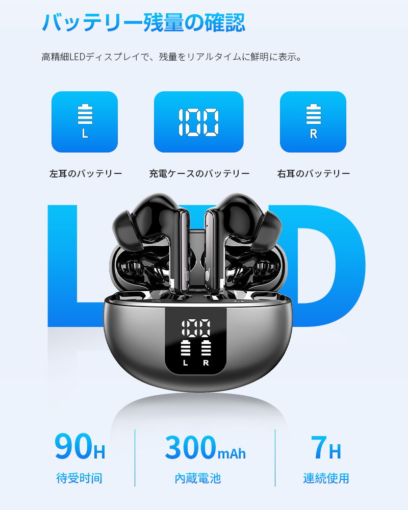 ワイヤレスヘッドセット ハンズフリー通話 ANC+ENCノイズキャンセリング クリア通話 左右分離型 超軽量 タッチ操作 スポーツ向け【PL保険加入済み製品・安心】 | 明誠 | 19