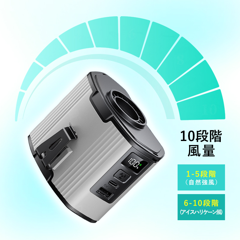 SLUB 腰掛け扇風機 12000mAh大容量 モバイルバッテリー機能付き