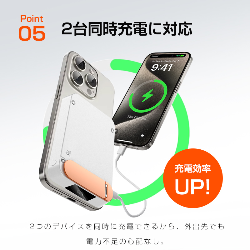 SLUB モバイルバッテリー 大容量 6800mAh 防災電源 「3in1マグネット