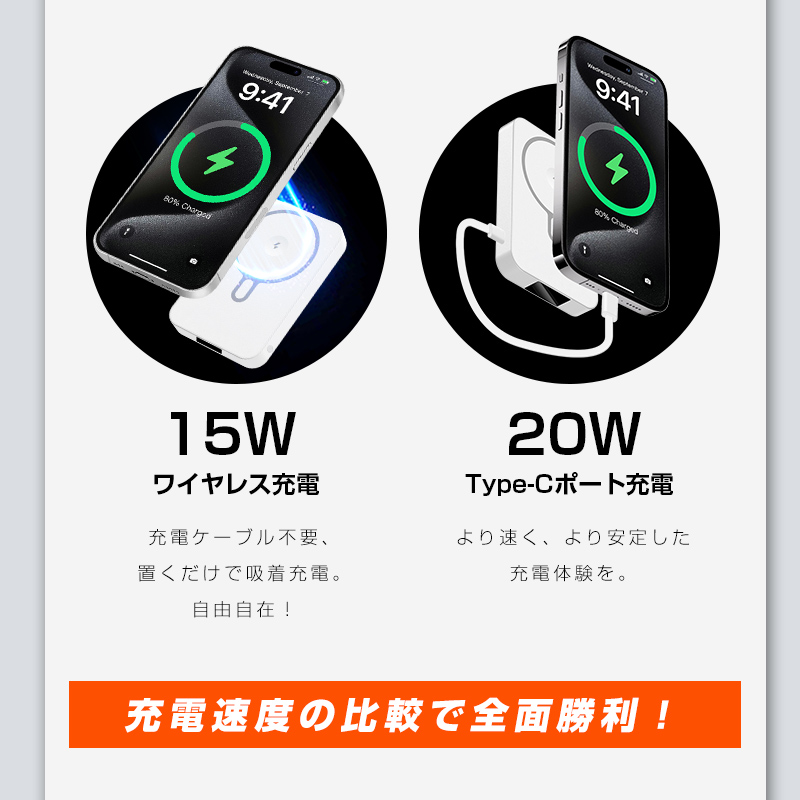 SLUB モバイルバッテリー 大容量 6800mAh 防災電源 「3in1マグネット