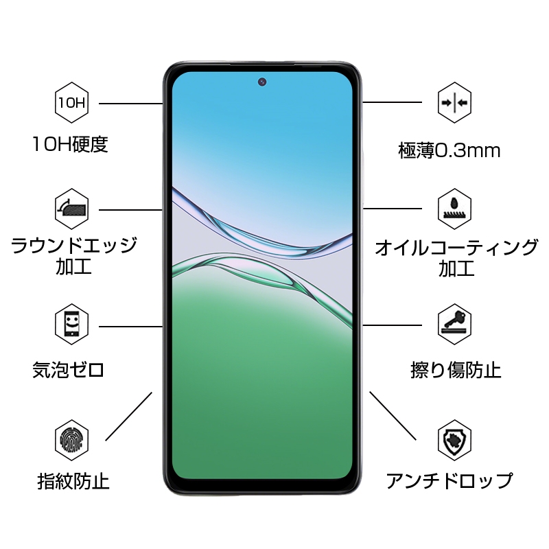 SLUB OPPO A5 5G 強化ガラスフィルム ブルーライトカット 0.3mm 擦り傷