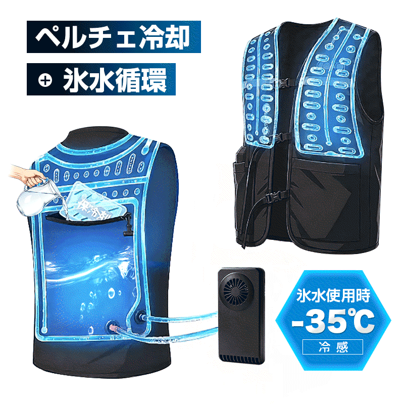 当日発送 50%OFF】水冷服 冷却 ベスト 給水式 ペルチェ冷却 半導体冷却