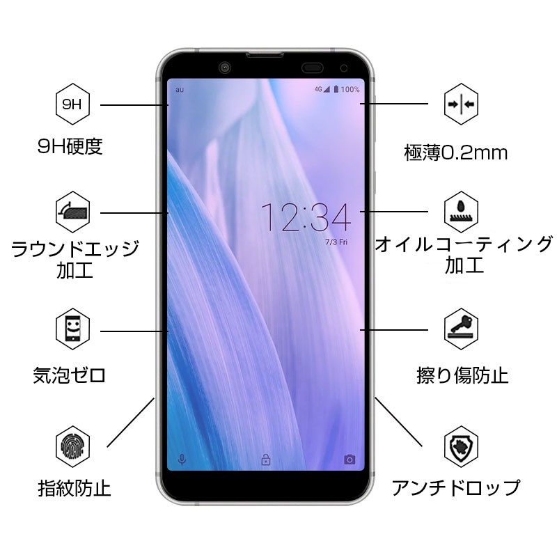 Android one S7 ブルーライトカット強化ガラス保護フィルム AQUOS