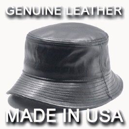 NO BRAND【本革☆MADE IN USA】レザー バケットハット【ブラック 黒