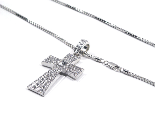 CHROME HEARTS シルバー クロスネックレス 約60cm 銀メッキ【Chrome Heartsを連想させる新型☆ベネチアンチェーン