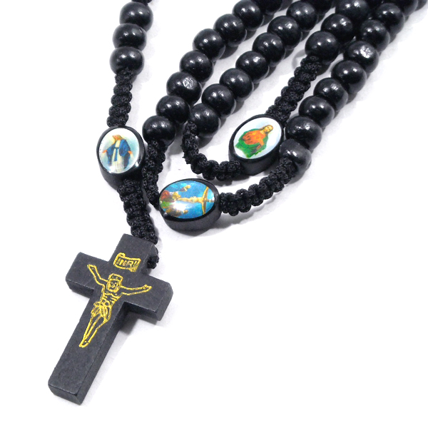 黒淡水パールとブロンズのロザリオ 難あり NO BRAND【木製☆60cm☆カジュアルな抜け感】ウッド ロザリオ