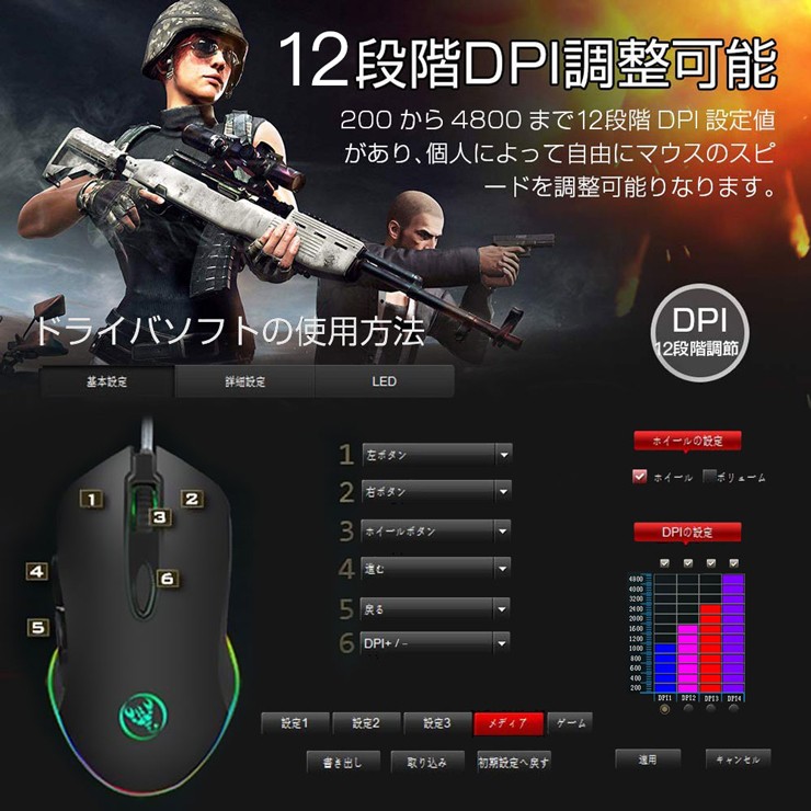 マウス ゲーミングマウス 高精度ターゲティング 12段調節可能 Dpi 7ボタン 光学式 Usb 有線 Ledライト 両利き使用対応 手首の痛みを予防 Pubg 荒野行動対応 Mouse Smagen 通販 Yahoo ショッピング