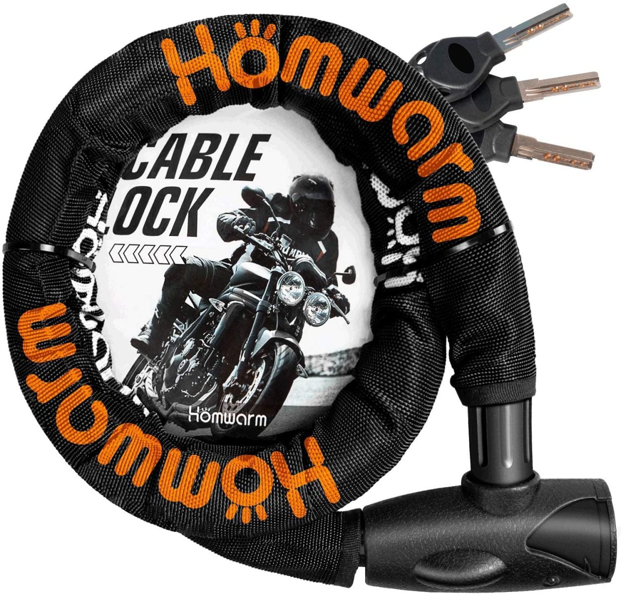 バイクロック 鍵 チェーンロック バイクカバー 自転車 ワイヤーロック 極太 φ(直径)22mm×1200ｍｍ 頑丈 盗難防止 鍵3本｜smagenshop｜03