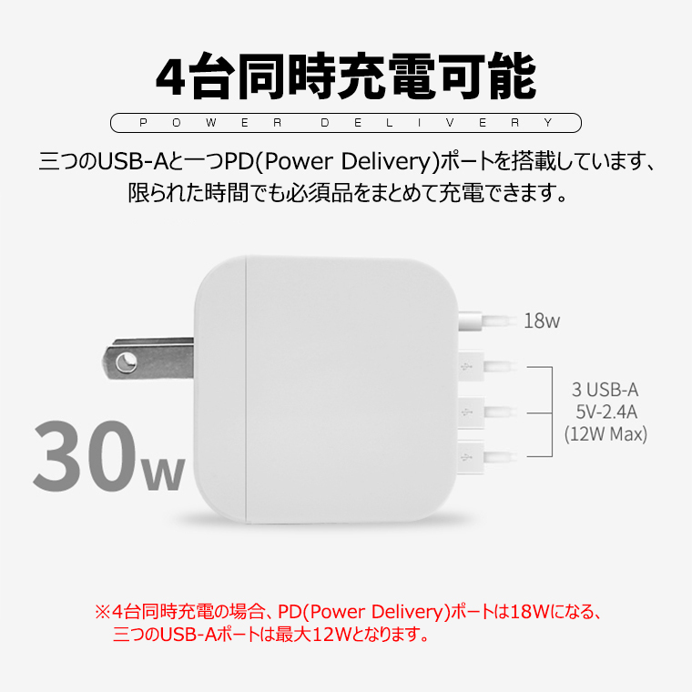 4in1 USB充電器 30W 急速充電 PD対応 コンセント ACアダプター 折りたたみ式 コンパクト 4ポート スマホ iPhone 14 iPad  /Type-C 海外対応 PSE認証済み :c301930:LLスマホサービス - 通販 - Yahoo!ショッピング