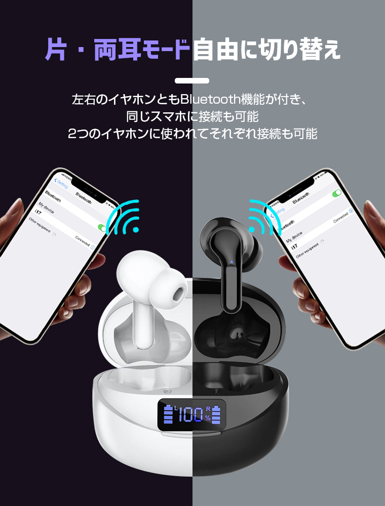 Bluetooth5.3 ワイヤレスイヤホン 24時間連動 片型 両片 ブルートゥースイヤホン IPX5防水 Hi-Fi高音質  CVC8.0ノイズキャンセリング ヘッドセット ヘッドホン :i301812:LLスマホサービス - 通販 - Yahoo!ショッピング