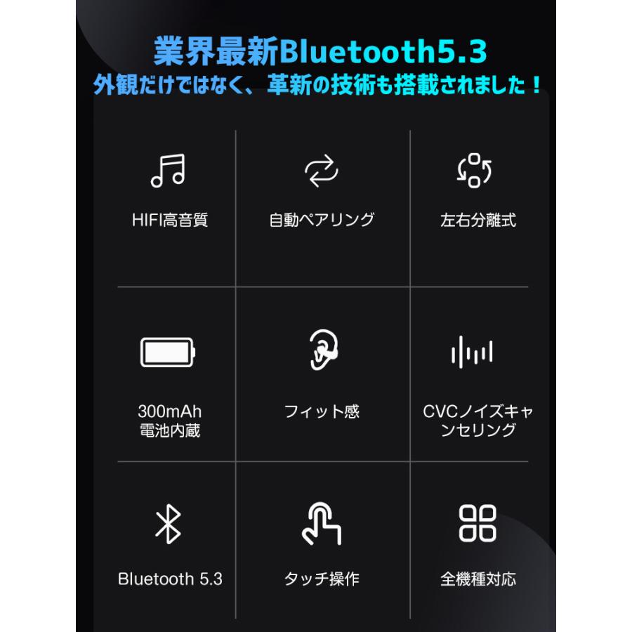 Bluetooth 5.3 ワイヤレスイヤホン TWSステレオ 空気伝導 LED電量表示 Hi-Fi高音質 ノイズキャンセリング 自動ペアリング 耳掛け 開放型オープンイヤー｜smahoservic｜09