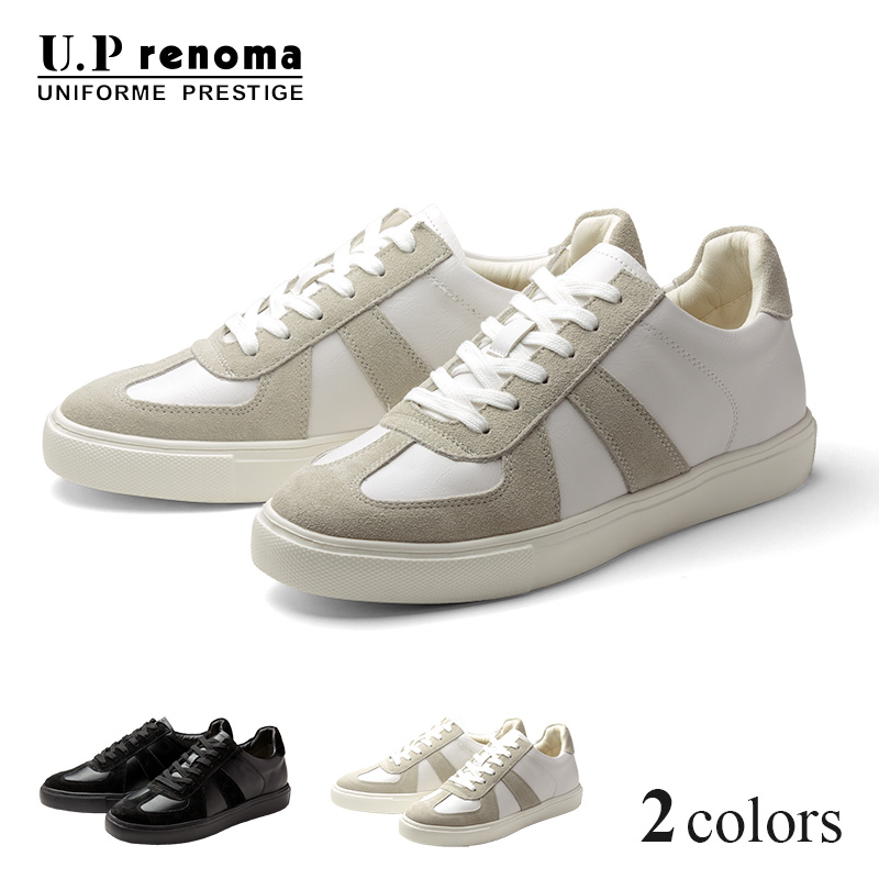 UP renoma スニーカー メンズ タウンカジュアル メンズ靴 秋冬 ホワイト ブラック 白 黒 全2色 U.P renoma UPレノマ ユーピーレノマ｜smake