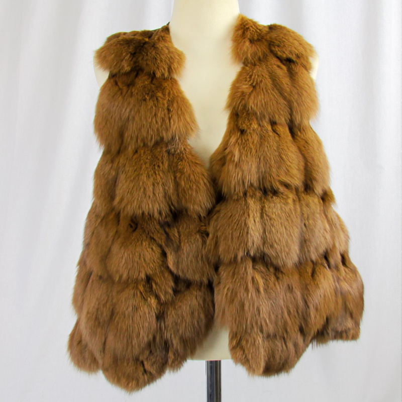 毛皮/フォックス/フォックスベスト ジレ リアルファー : 毛皮レザーの