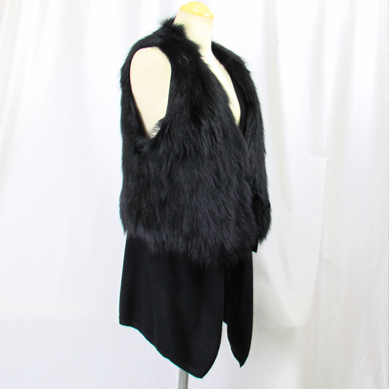 フォックスファー　カシミア　ベスト　ジレ 毛皮/フォックス/カシミヤ/フォックスベスト カシミヤ混ベスト ジレ