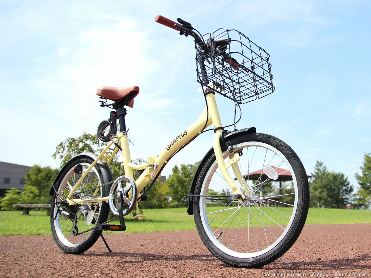 折りたたみ自転車 20インチ 全品P3倍 シマノ 6段変速 鍵 ライト カゴ ミニベロ 折り畳み自転車