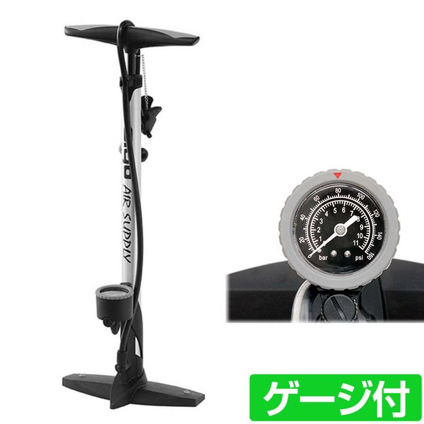 自転車 空気入れ 全品P3倍 アルミ製 ゲージ付き フロア ポンプ 英式