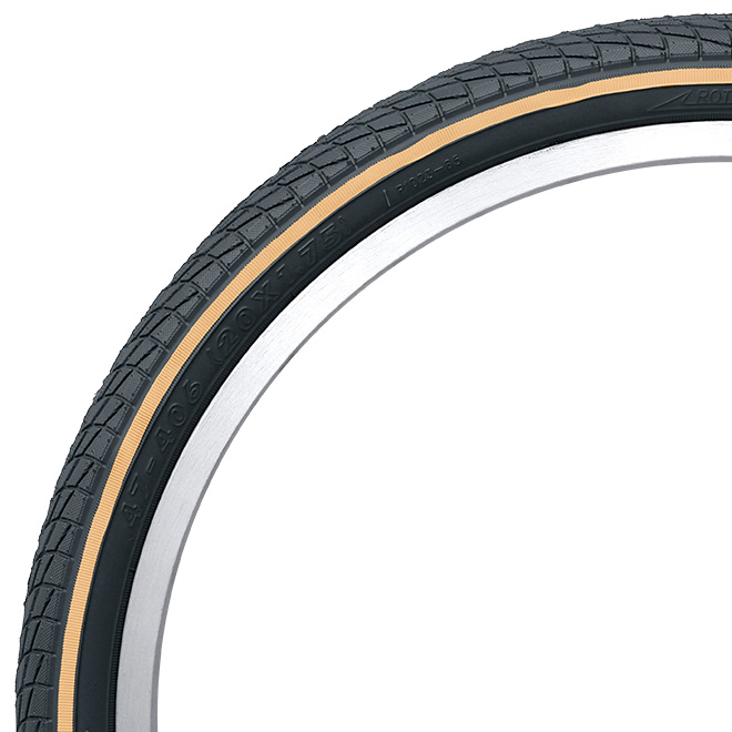 自転車 タイヤ 20インチ 1本 ラインカラー ブラック ブラウン 20x1.75