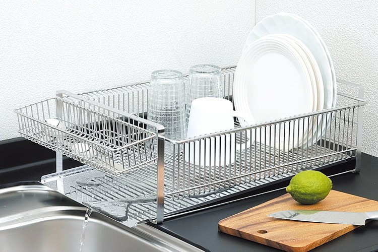 水切りラック ステンレス 横置きワイド 35731 箸置き付 特典付