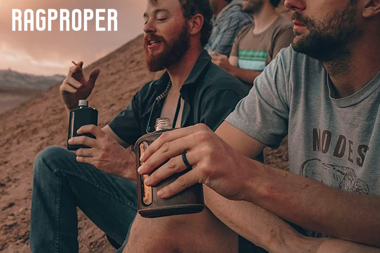 RAGPROPER モダンガラスフラスク レザーカバータイプ シングルショット