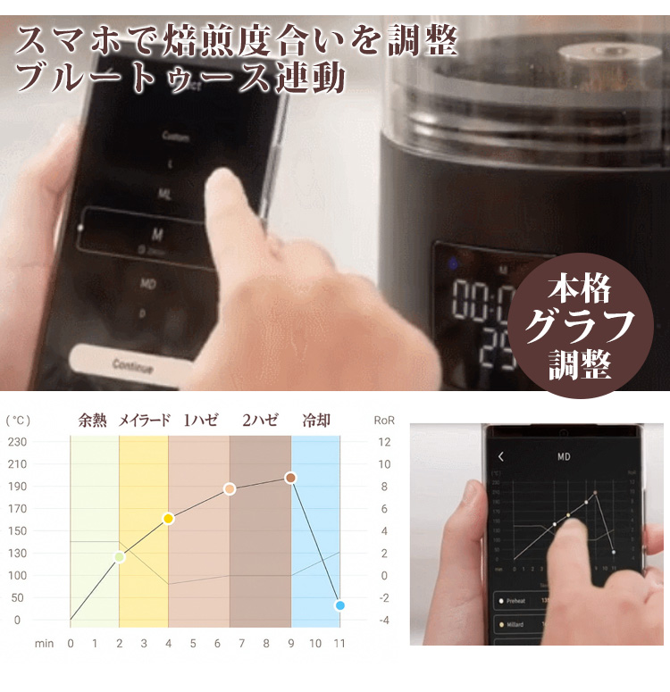 コーヒー豆焙煎器 Wake Up スマート家電 家庭用ロースター ウェイク