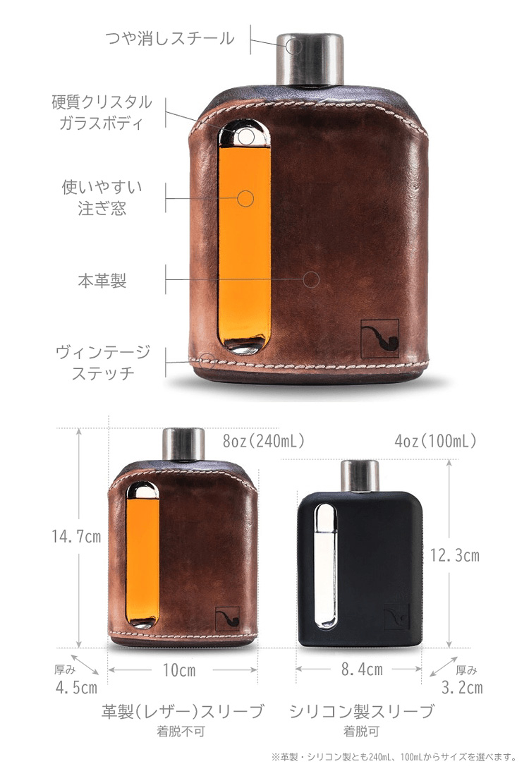 RAGPROPER モダンガラスフラスク レザーカバータイプ 100ml＆240mlギフトセット ダークブラウン ラグプロパー : s10009968  : SmartKitchen - 通販 - Yahoo!ショッピング