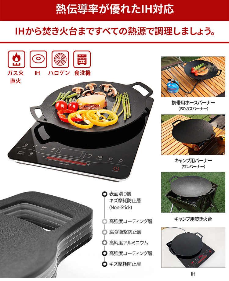 IHマルチグリドルパン 29cm 直火・IH対応 Mサイズ フライパン